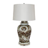 Legend of Asia Home Decor Legend of Asia Brown Silla Flower Porcelain Temple Jar Lamp