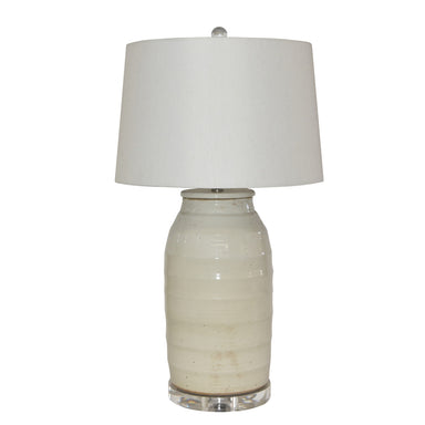 Legend of Asia Lighting Legend of Asia Busan White Flat Lidded Jar S Lamp