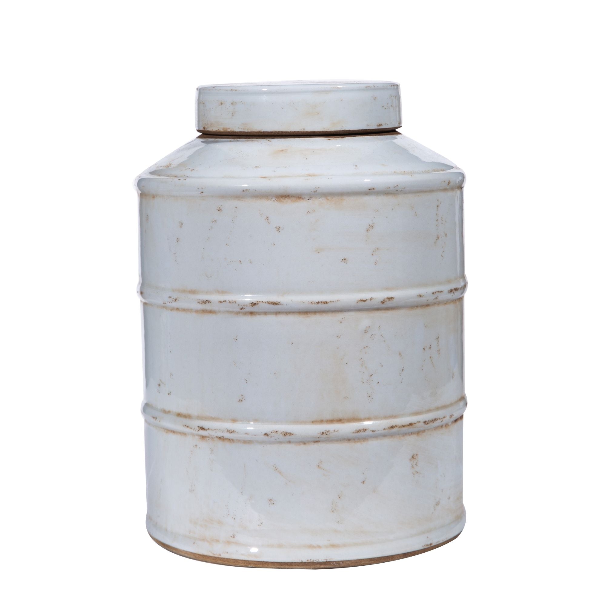 Legend of Asia Home Decor Legend of Asia Busan White Ribbed Tea Jar