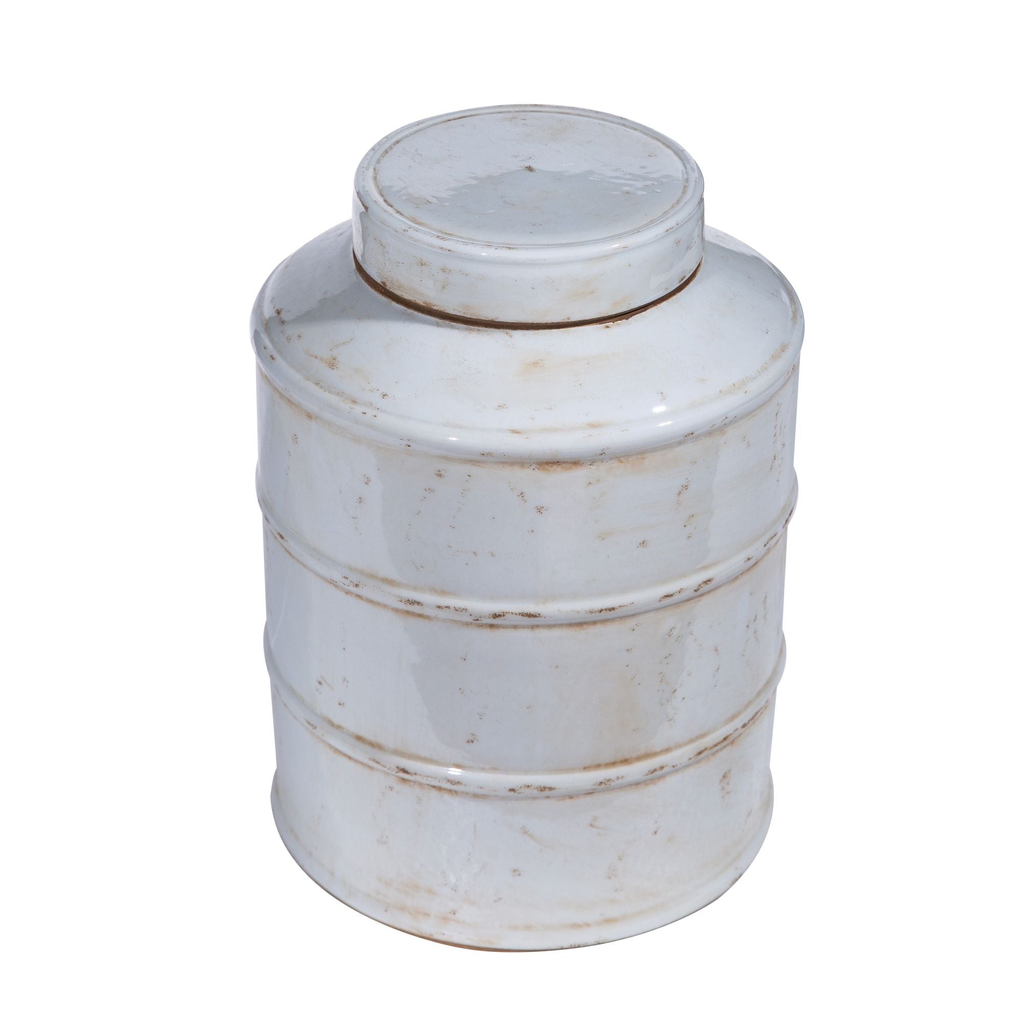 Legend of Asia Home Decor Legend of Asia Busan White Ribbed Tea Jar