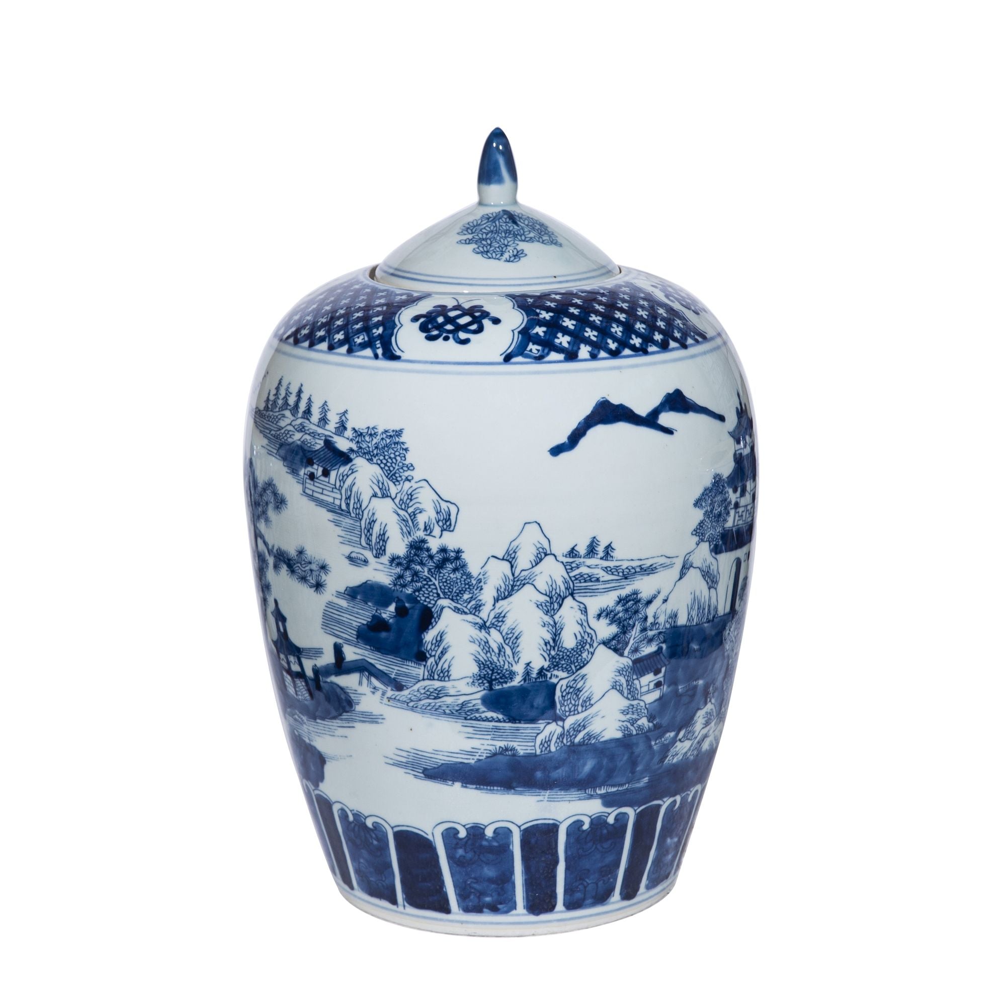 Legend of Asia Home Decor Legend of Asia BW Mountaintop Temple Ginger Jar