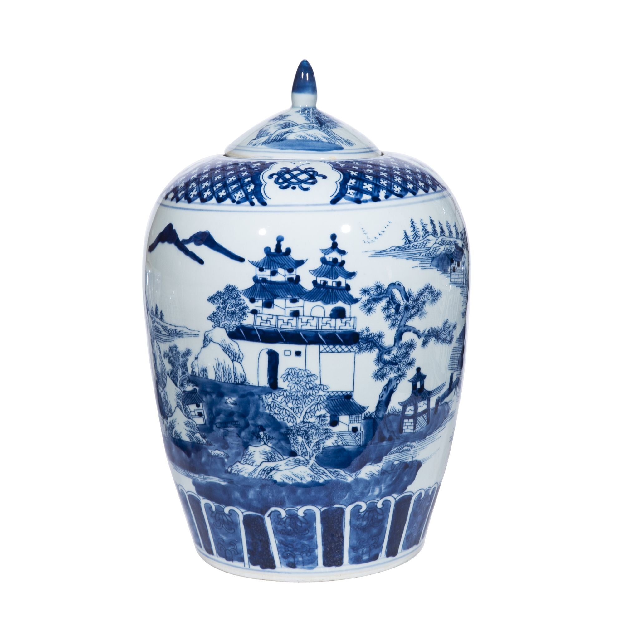 Legend of Asia Home Decor Legend of Asia BW Mountaintop Temple Ginger Jar