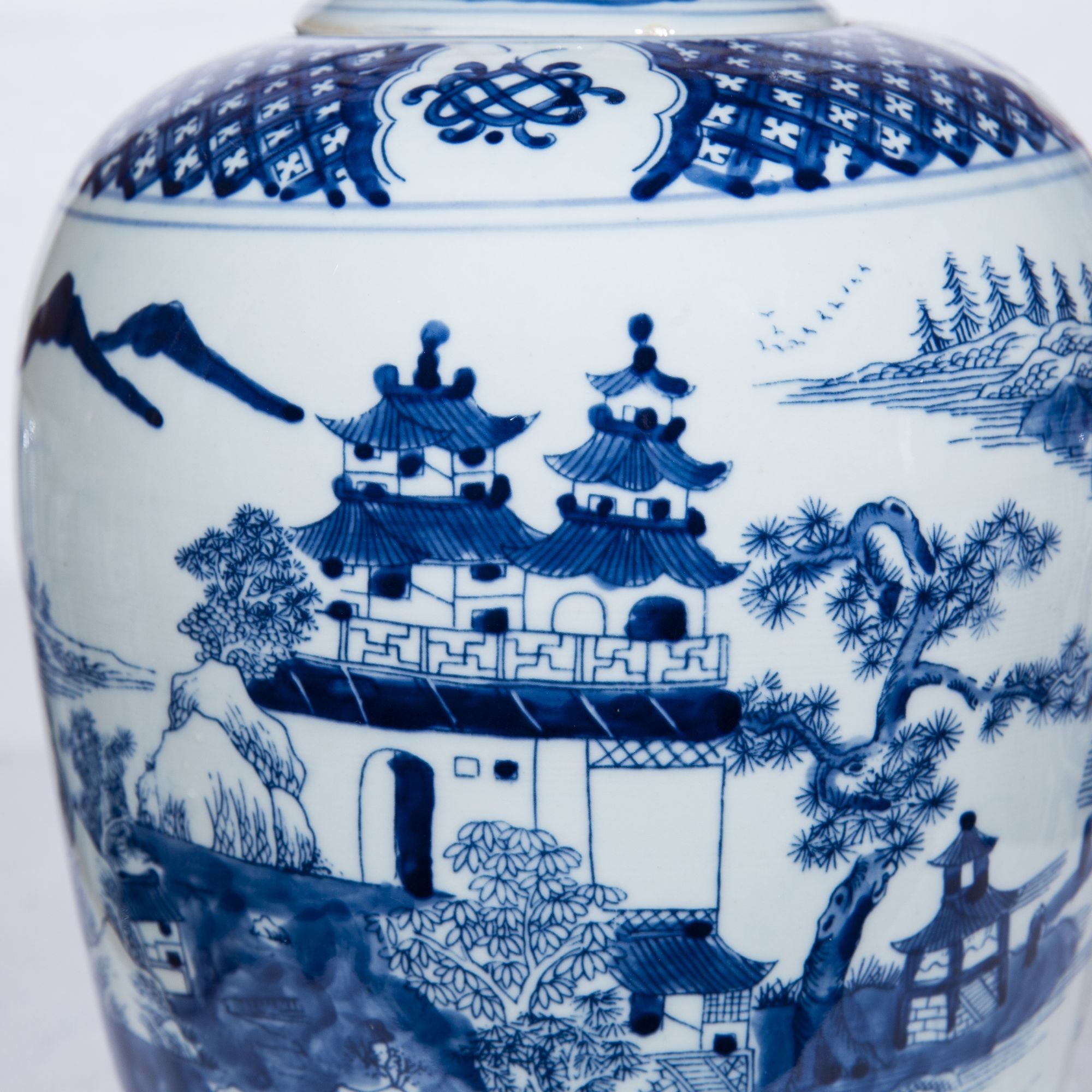 Legend of Asia Home Decor Legend of Asia BW Mountaintop Temple Ginger Jar