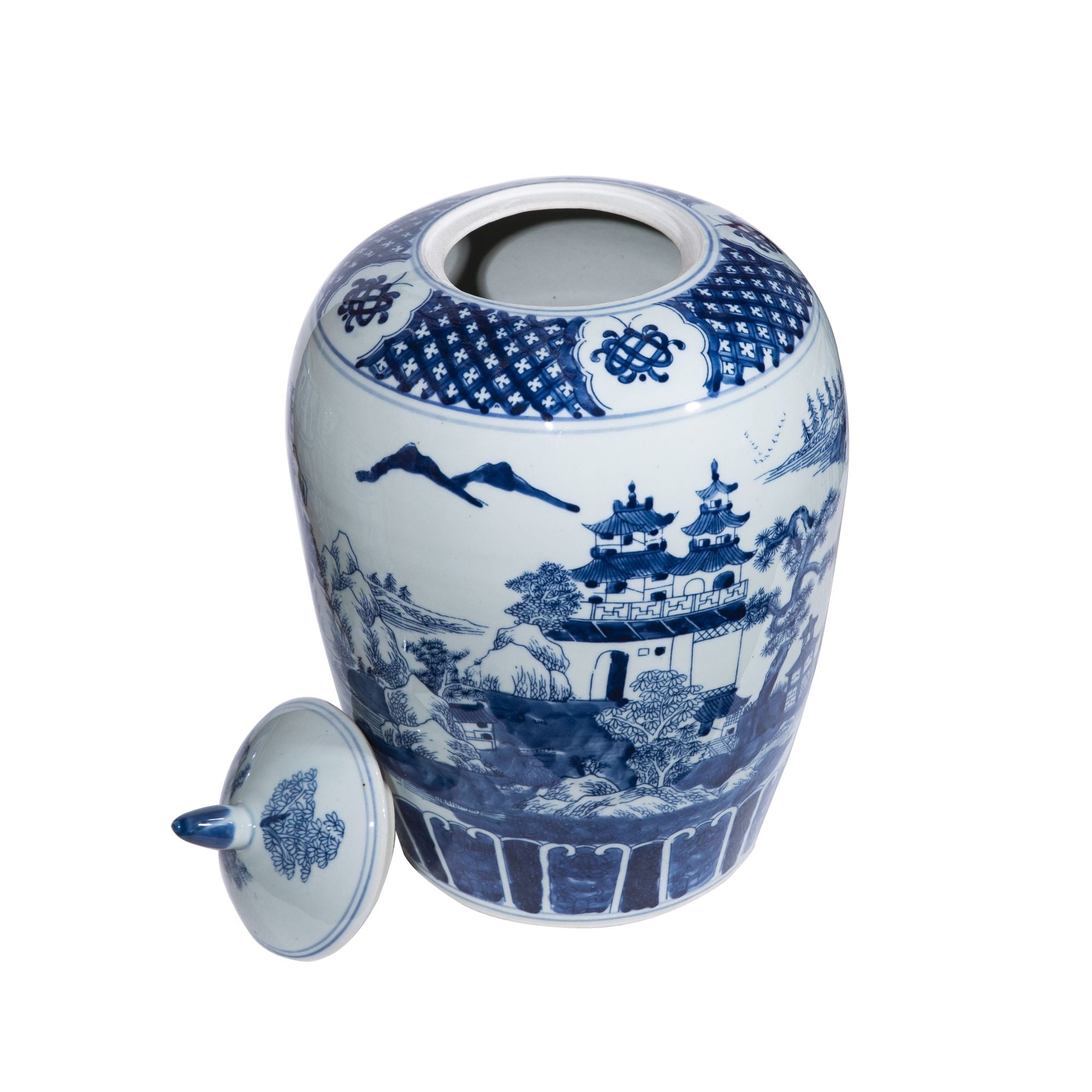 Legend of Asia Home Decor Legend of Asia BW Mountaintop Temple Ginger Jar