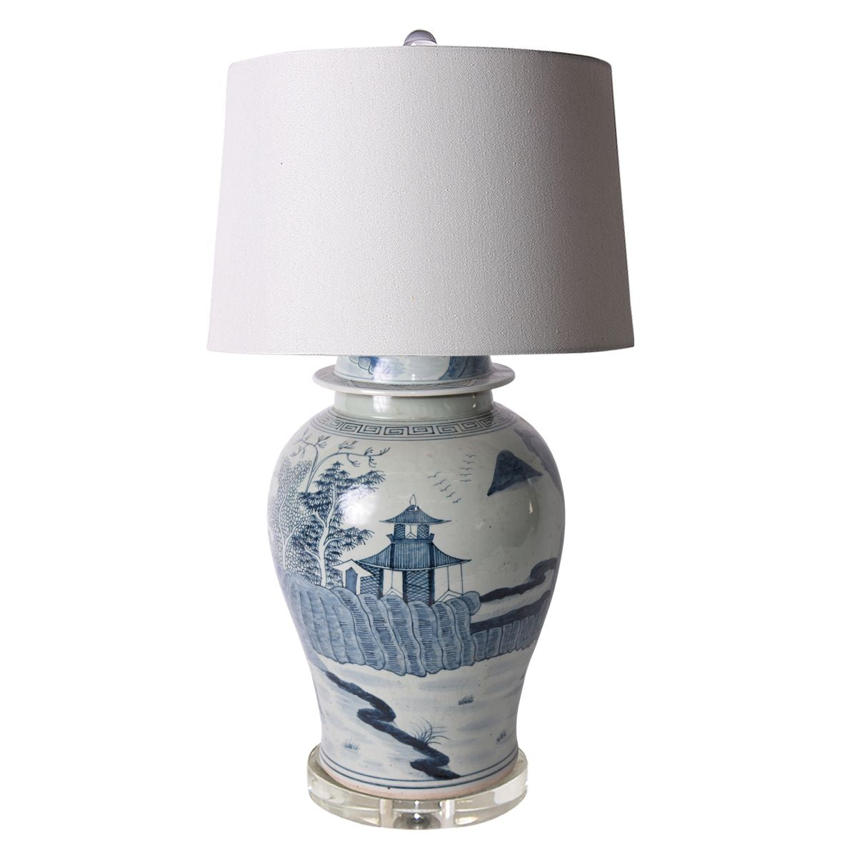 Legend of Asia Lighting Legend of Asia BW Pagoda Landscape Jar Lamp Acrylic Base