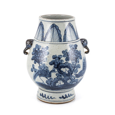 Legend of Asia Home Legend of Asia BW Pheasant Flower Jar With Elephant Handle