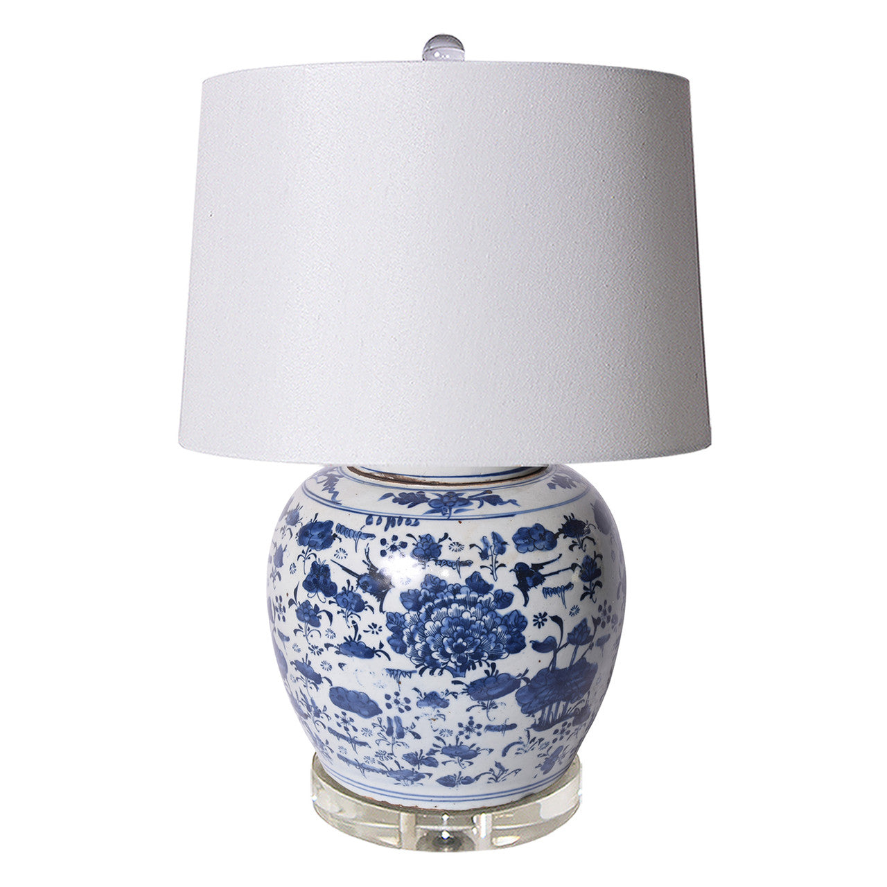Legend of Asia Lighting Legend of Asia BW Swallows Flowers Ancestor Jar Large Lamp