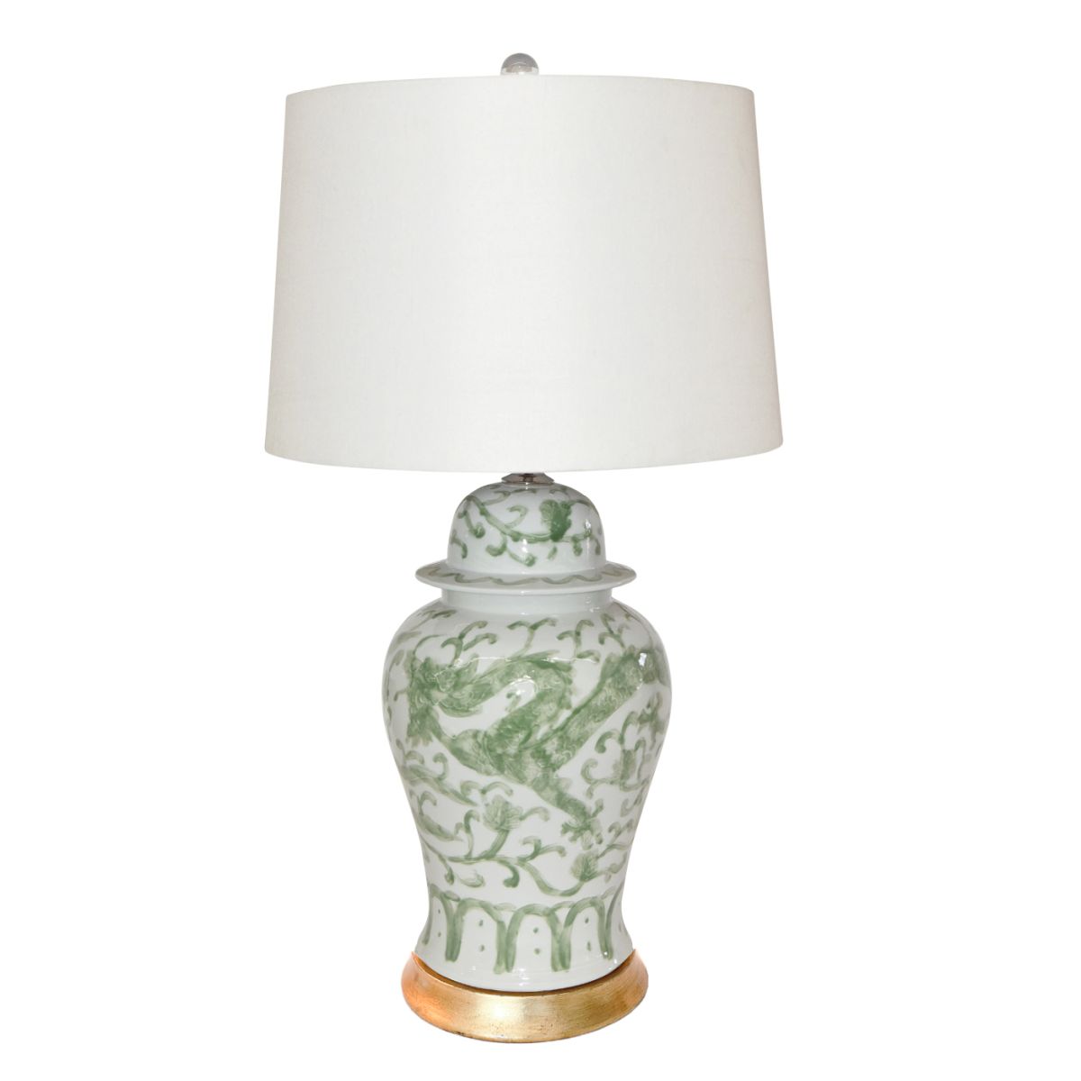 Legend of Asia Lighting Legend of Asia Celadon Dragon Jar Lamp Gold Leaf Base