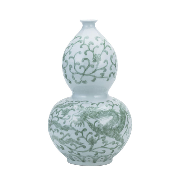 Legend of Asia Home Legend of Asia Celadon Dragon Lotus Gourd Vase
