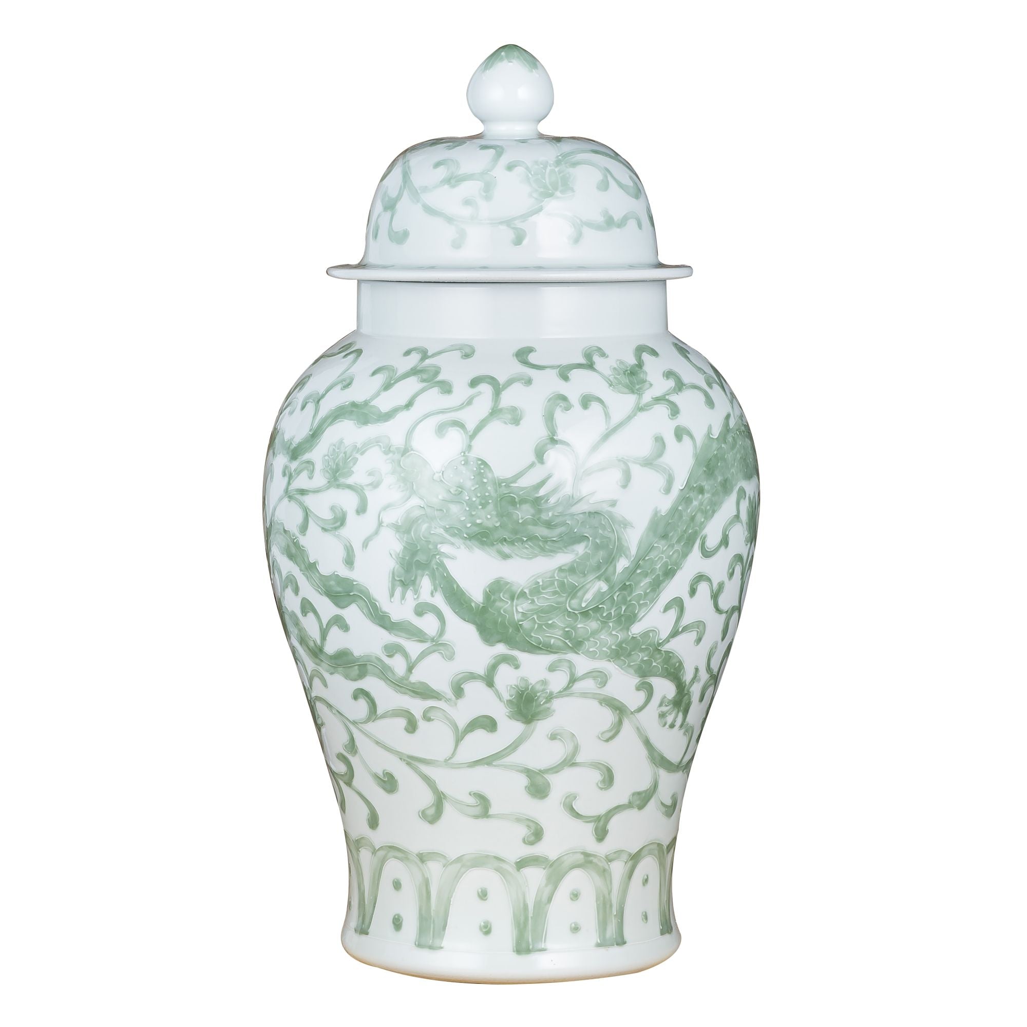 Legend of Asia Home Legend of Asia Celadon Dragon Lotus Temple Jar - Large