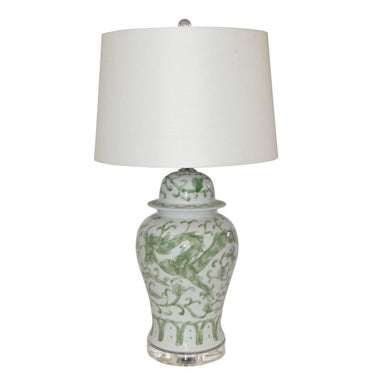 Legend of Asia Lighting Legend of Asia Celadon Dragon Mortif Porcelain Temple Jar Table Lamp