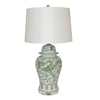 Legend of Asia Lighting Legend of Asia Celadon Dragon Mortif Porcelain Temple Jar Table Lamp Acrylic Base