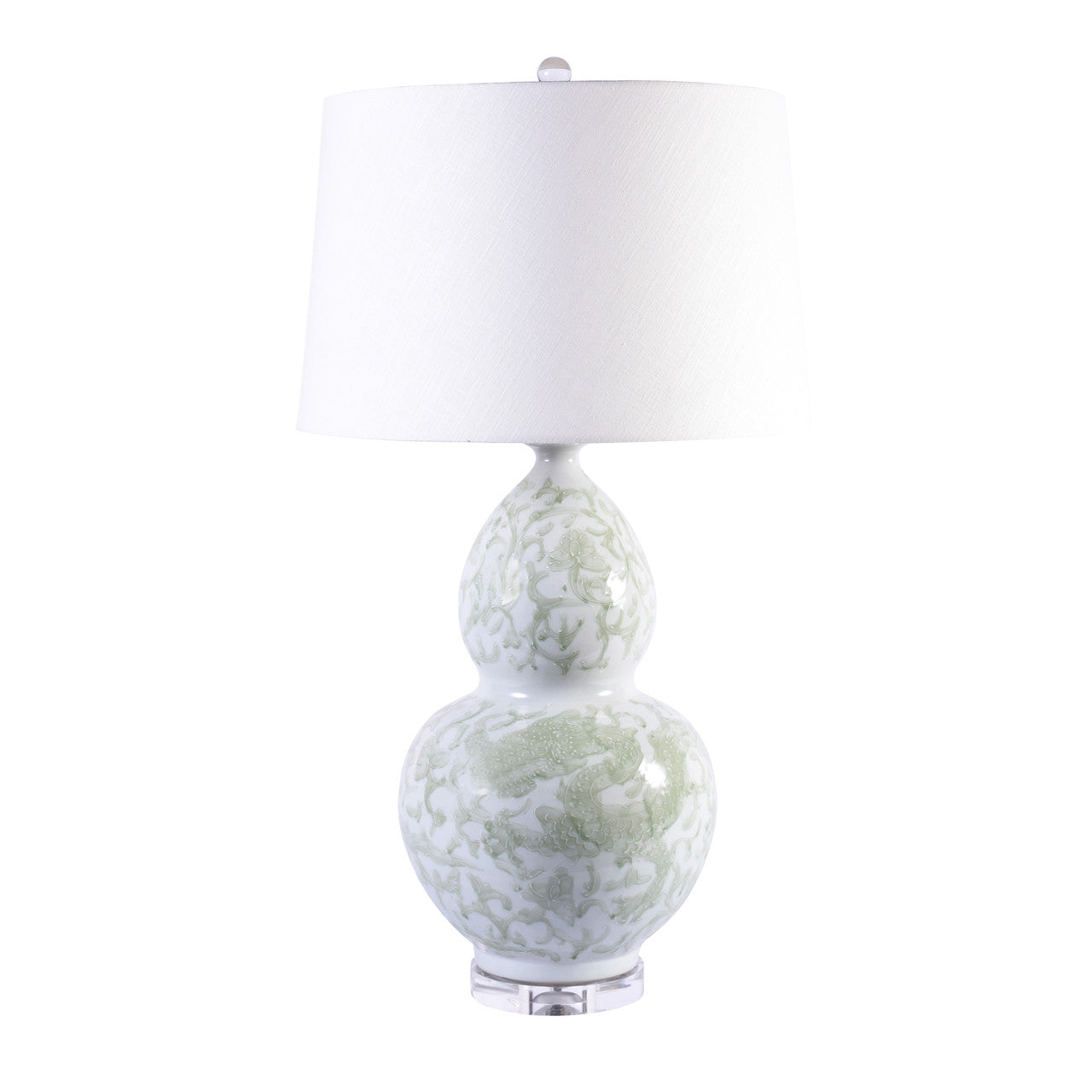 Legend of Asia Lighting Legend of Asia Celadon Lotus Dragon Gourd Lamp