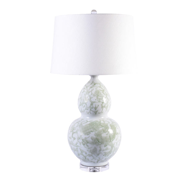 Legend of Asia Lighting Legend of Asia Celadon Lotus Dragon Gourd Lamp