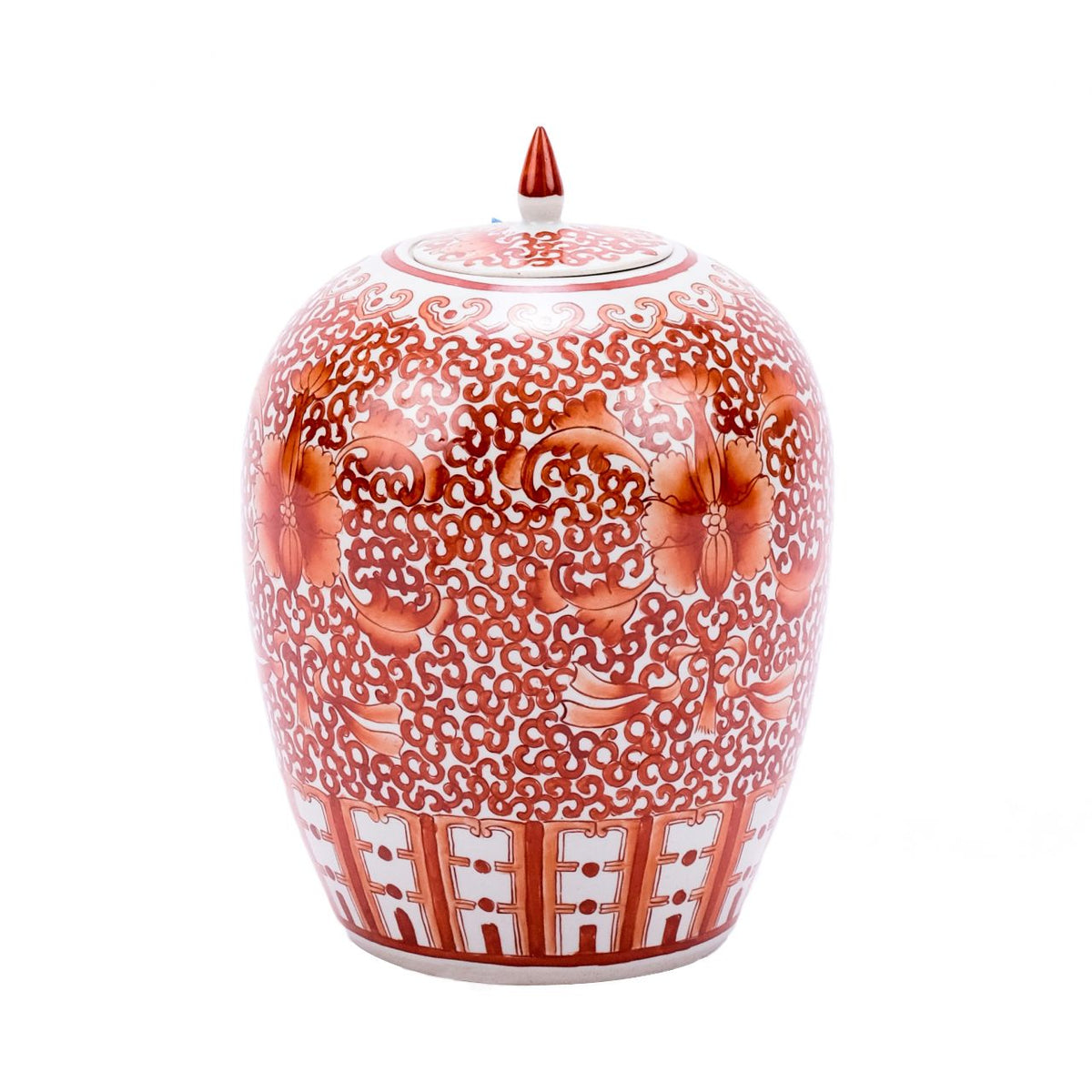 Coral Vase with Golden Lid