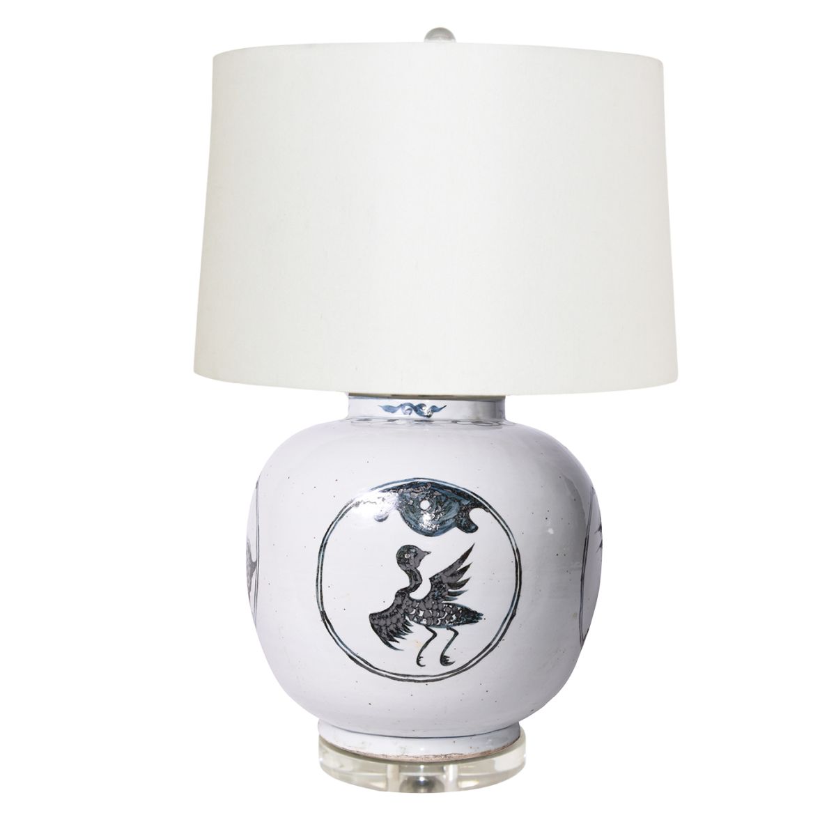 Legend of Asia Lighting Legend of Asia Crane Turtle Motif  Indigo Medallion Jar Table Lamp