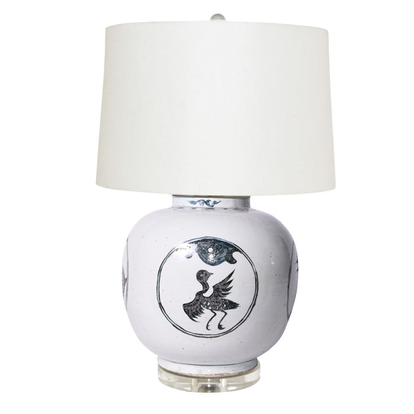 Legend of Asia Lighting Legend of Asia Crane Turtle Motif  Indigo Medallion Jar Table Lamp