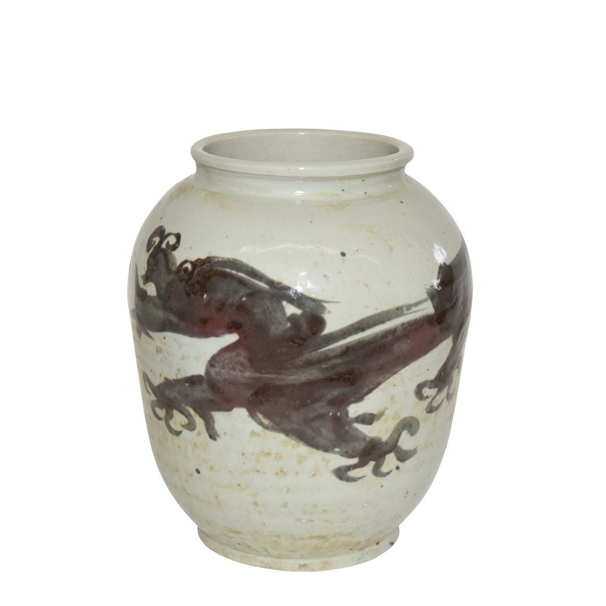 Legend of Asia Home Decor Legend of Asia Dark Brown Squash Vase Dragon Motif
