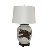 Legend of Asia Lighting Legend of Asia Dark Brown Squash Vase Dragon Motif Lamp Wood Base
