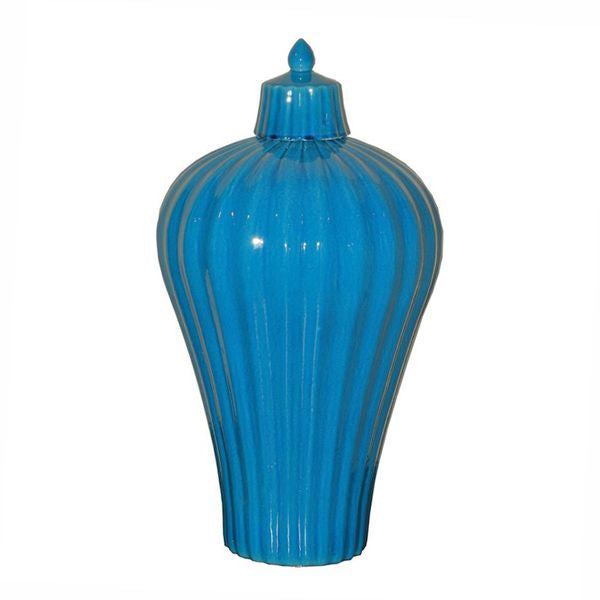 Legend of Asia Home Decor Legend of Asia Fluted Turquoise Lidded Prunus Vase