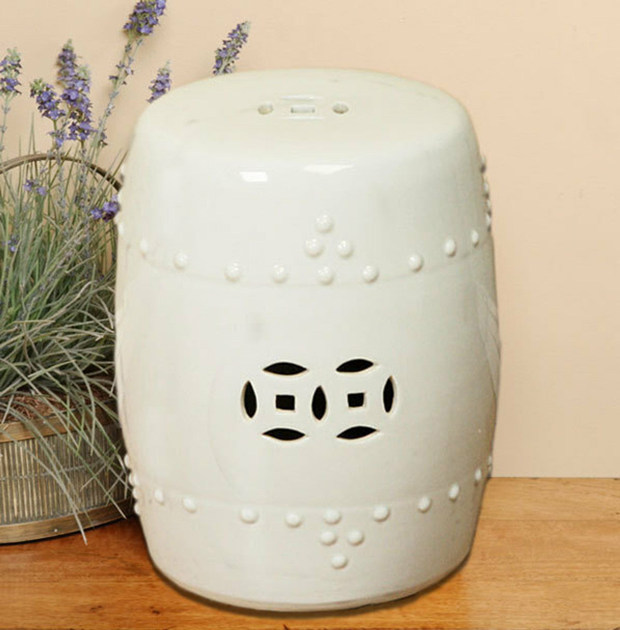 Legend of Asia Giftware Legend of Asia Garden Stool Extra Large - White