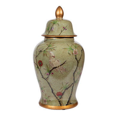 Legend of Asia Home Legend of Asia Green Gilt Parrot Temple Jar