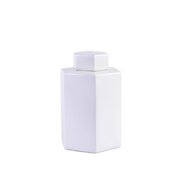 Legend of Asia Home Decor Legend of Asia Hex Tea Jar 11H - White