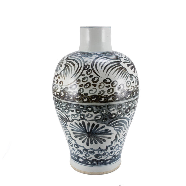 Legend of Asia Home Legend of Asia Indigo Baluster Vase Sea Flower Motif