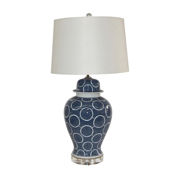 Legend of Asia Home Decor Legend of Asia Indigo Blue Circle Temple Jar Lamp
