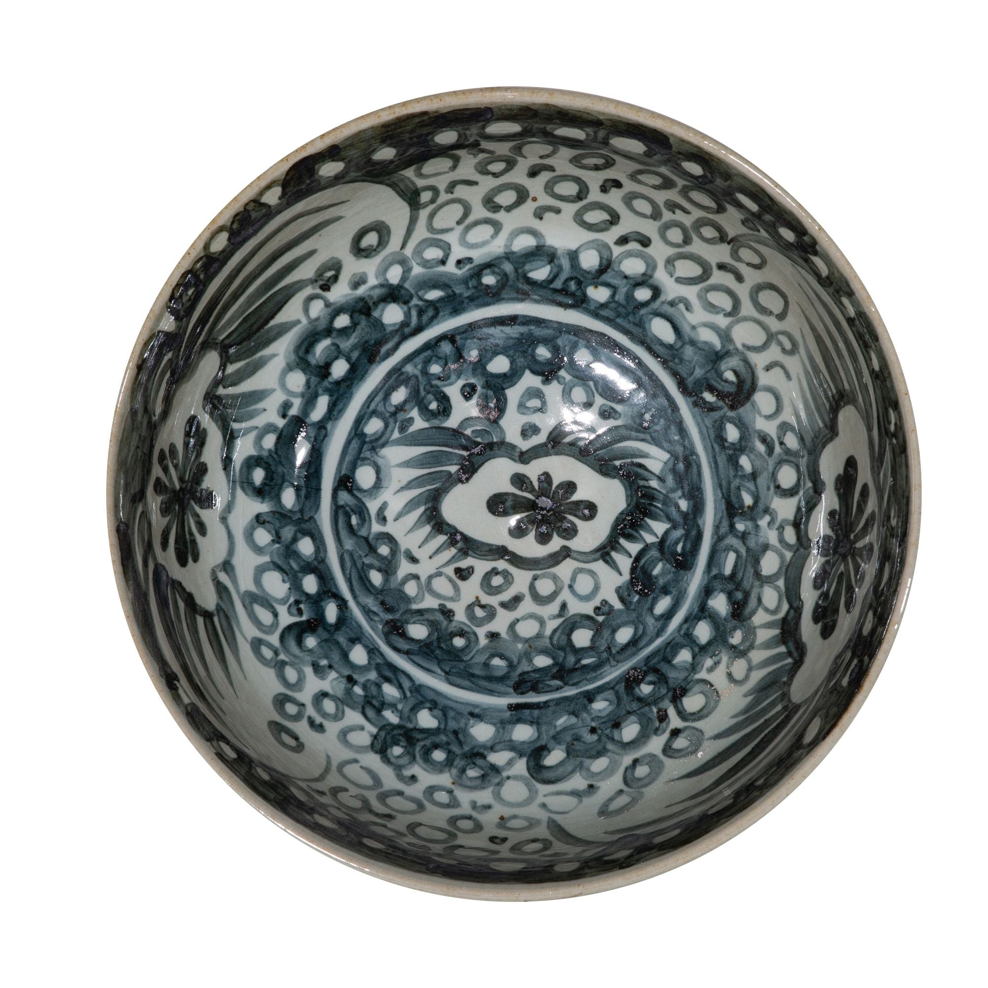 Legend of Asia Home Decor Legend of Asia Indigo Blue Sea Flower Serving Bowl Tall Base