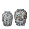 Legend of Asia Home Decor Legend of Asia Indigo Brown Maze Jar