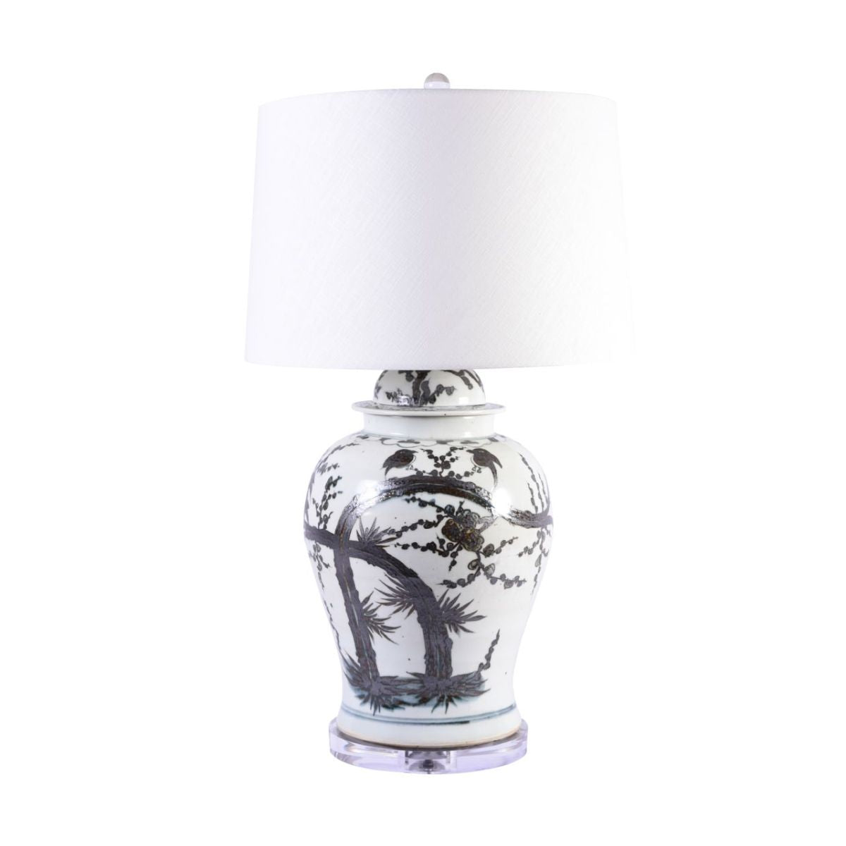Legend of Asia Lighting Legend of Asia Indigo Magpie On Plum Treetop Temple Jar Lamp