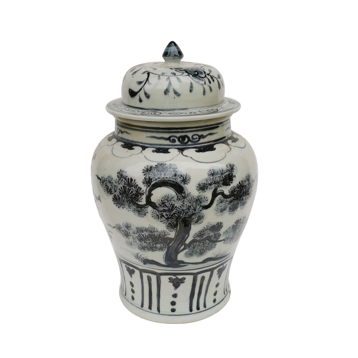 Legend of Asia Lighting Legend of Asia Indigo Plants Motif Porcelain Temple Jar Lamp Acrylic Base - S