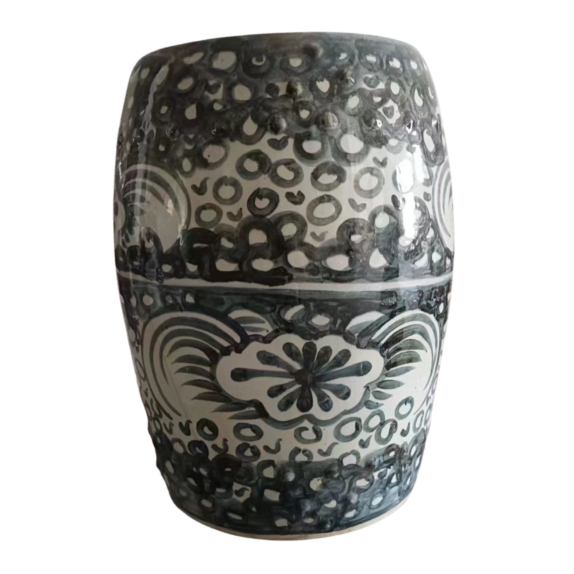 Legend of Asia Home Decor Legend of Asia Indigo Sea Flower Garden Stool