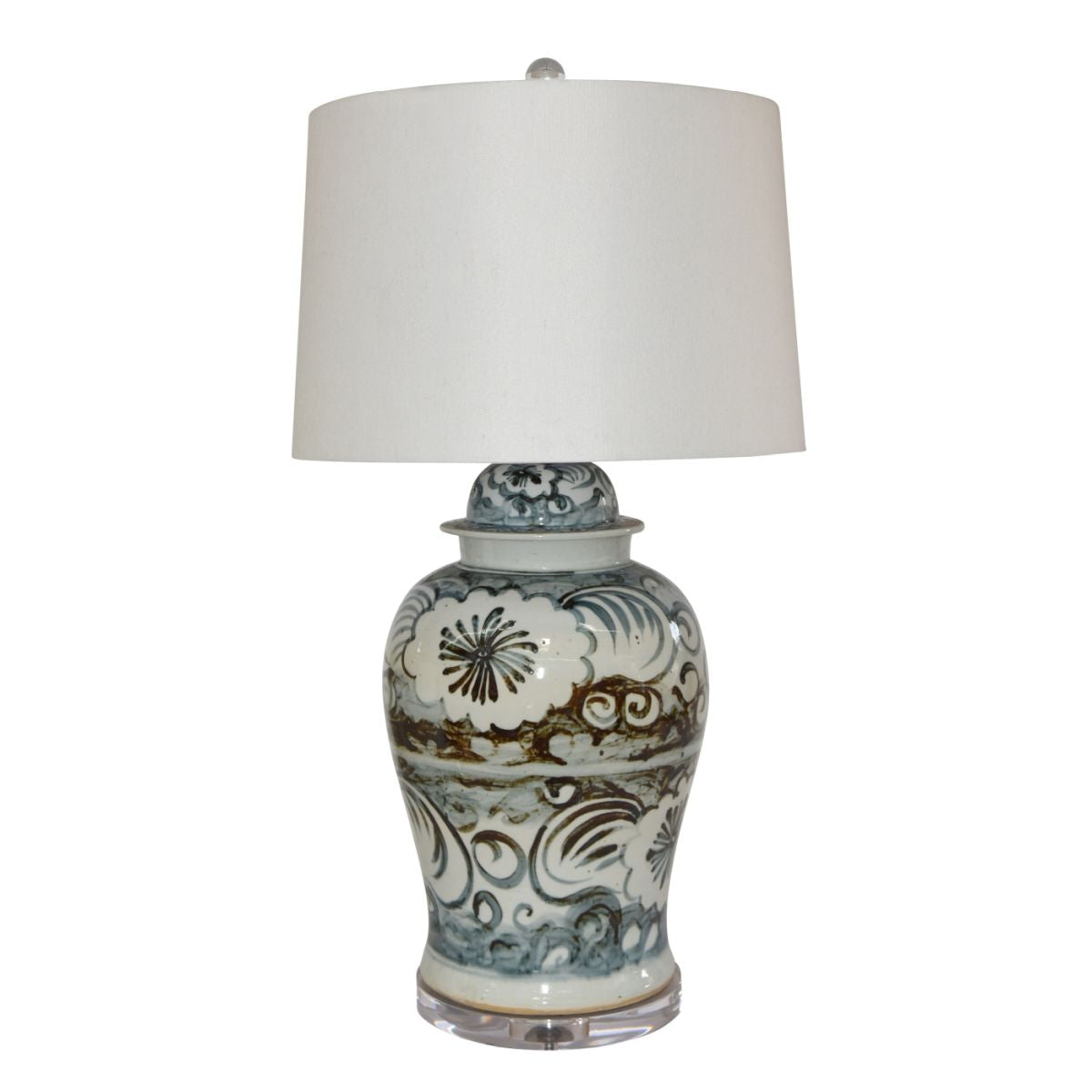Legend of Asia Lighting Legend of Asia Indigo Sea Flower Temple Jar Lamp