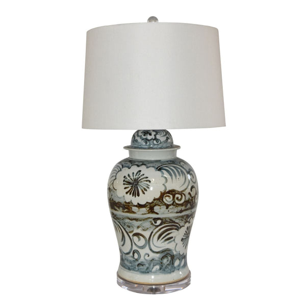 Legend of Asia Lighting Legend of Asia Indigo Sea Flower Temple Jar Lamp