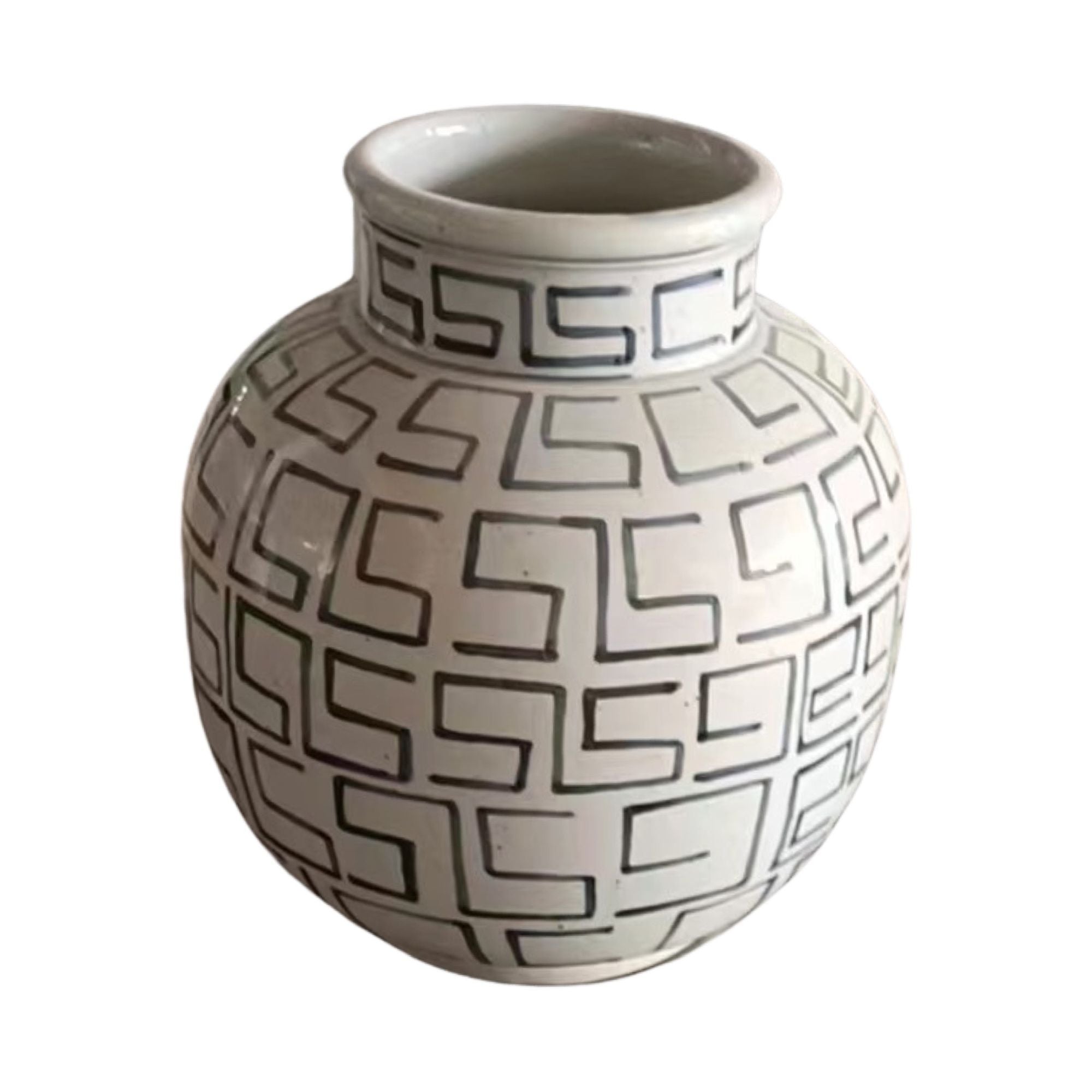 Legend of Asia Home Decor Legend of Asia Indigo Straight Neck Maze Jar