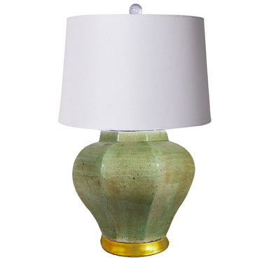 Legend of Asia Lighting Legend of Asia Lamp Celadon Crackle Octagonal Jar Gold Base
