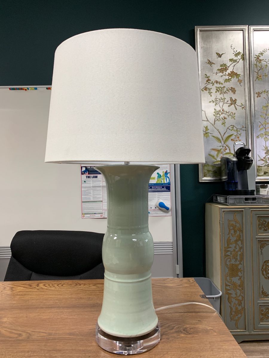 Legend of Asia Lighting Legend of Asia Lamp Mint Green Baluster Vase Acrylic Base