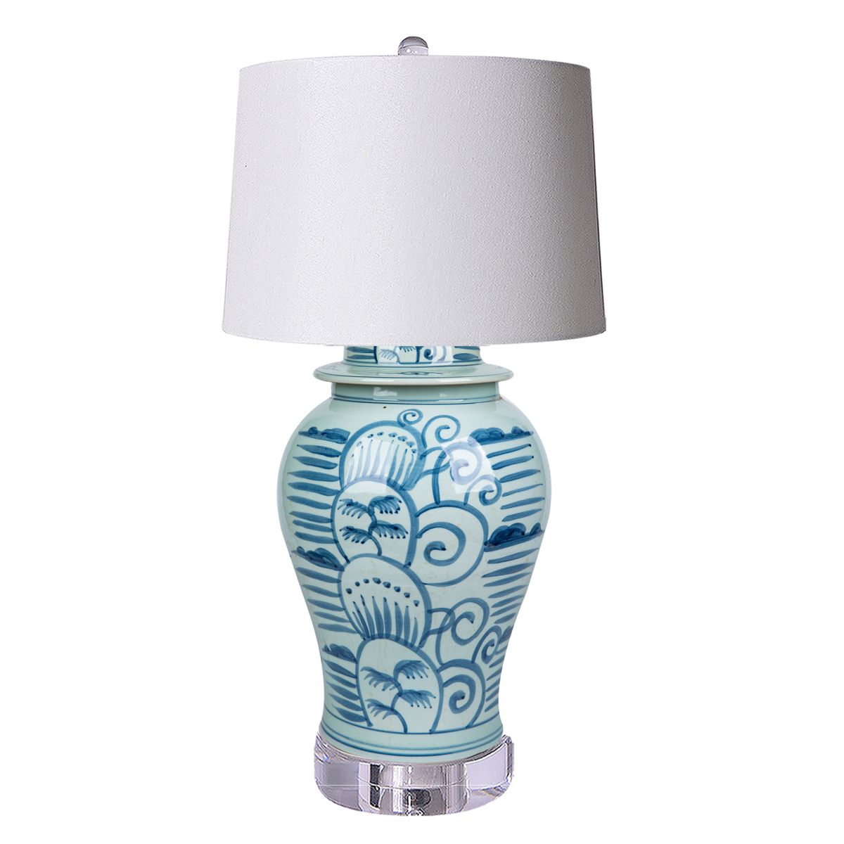 Legend of Asia Lighting Legend of Asia Lamp Of Breeze Temple Jar Blue Motif