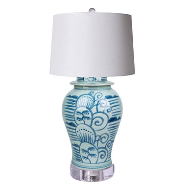 Legend of Asia Lighting Legend of Asia Lamp Of Breeze Temple Jar Blue Motif