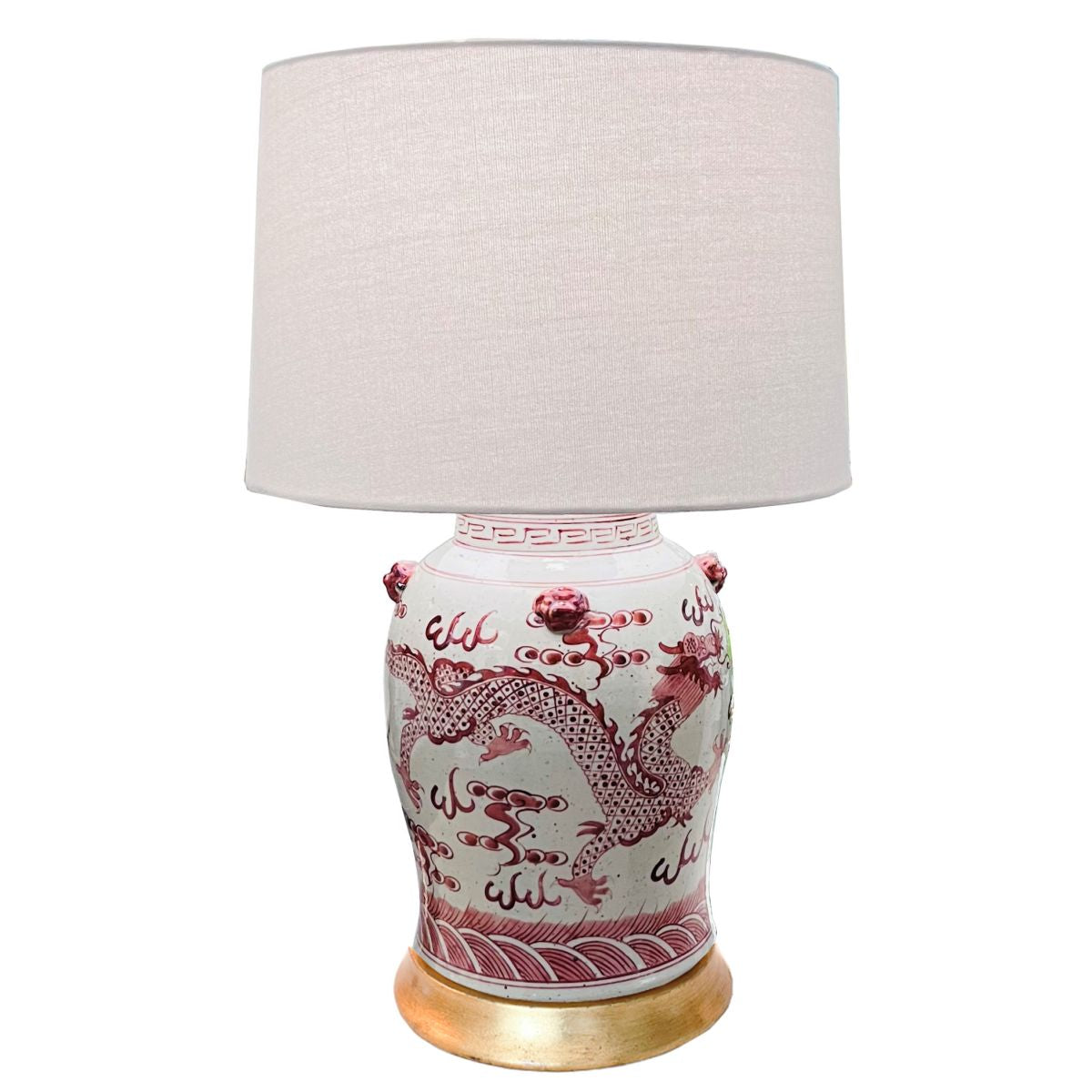 Legend of Asia Lamp Of Rustic Red Dragon Jar Acrylic Cap Gold Base ...