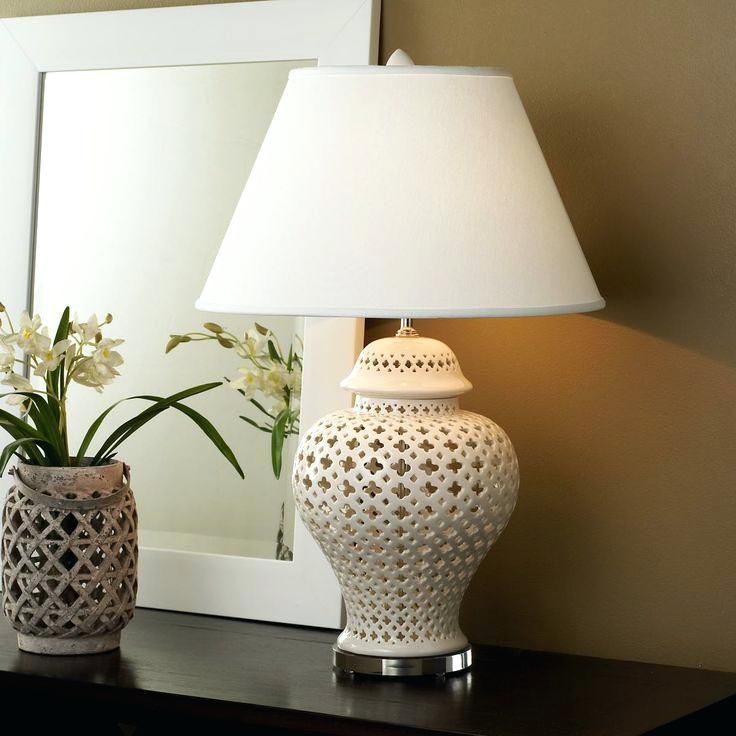 Legend of Asia Lighting Legend of Asia Lamp Of White Lattice Ginger Jar With Acrylic Base - Medium