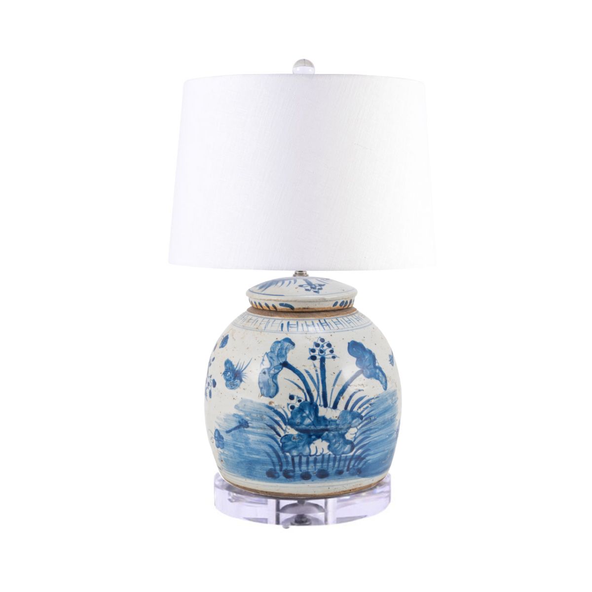 Legend of Asia Lighting Legend of Asia Lamp Vintage Ming Jar Plum Lily Pad Acrylic Base