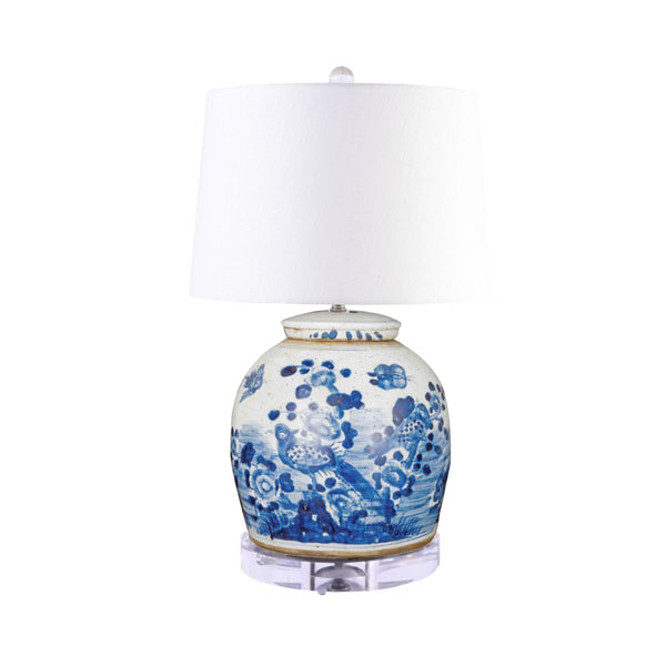 Legend of Asia Lighting Legend of Asia Lamp With Vintage Flower Bird Motif Small