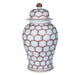 Legend of Asia Home Decor Legend of Asia Large Cooper Red Honeycomb Temple Jar