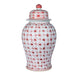 Legend of Asia Home Decor Legend of Asia Large Coral Red Coin Flower Temple Jar