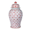 Legend of Asia Home Decor Legend of Asia Large Coral Red Coin Flower Temple Jar
