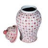 Legend of Asia Home Decor Legend of Asia Large Coral Red Coin Flower Temple Jar