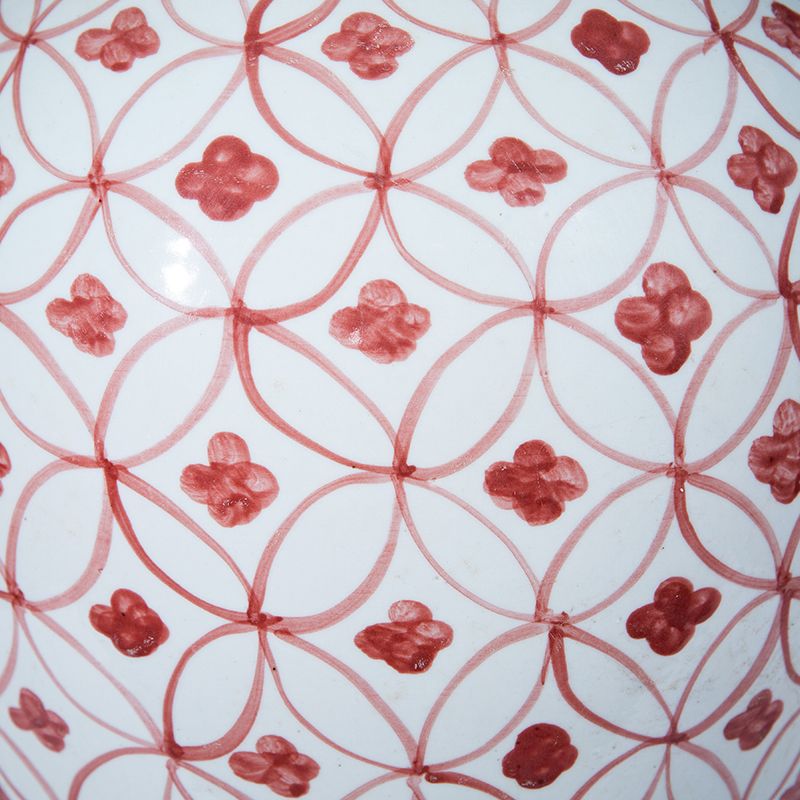 Legend of Asia Home Decor Legend of Asia Large Coral Red Coin Flower Temple Jar